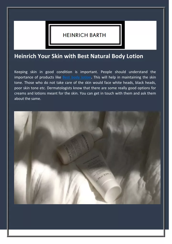 heinrich your skin with best natural body lotion