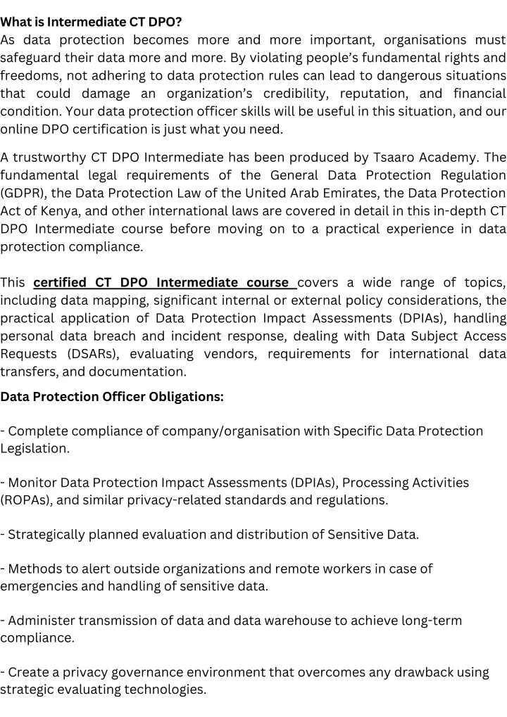 what is intermediate ct dpo as data protection