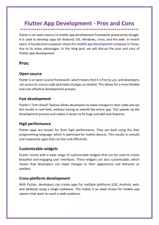 Flutter App Development Pros and Cons