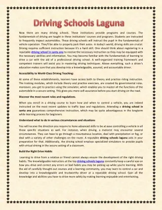 Driving Schools Laguna