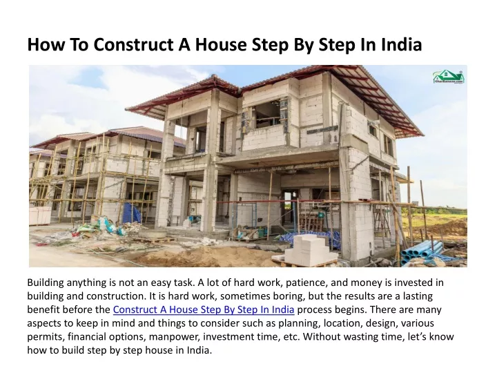 how to construct a house step by step in india