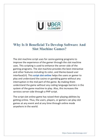 Why Is It Beneficial To Develop Software And Slot Machine Games?