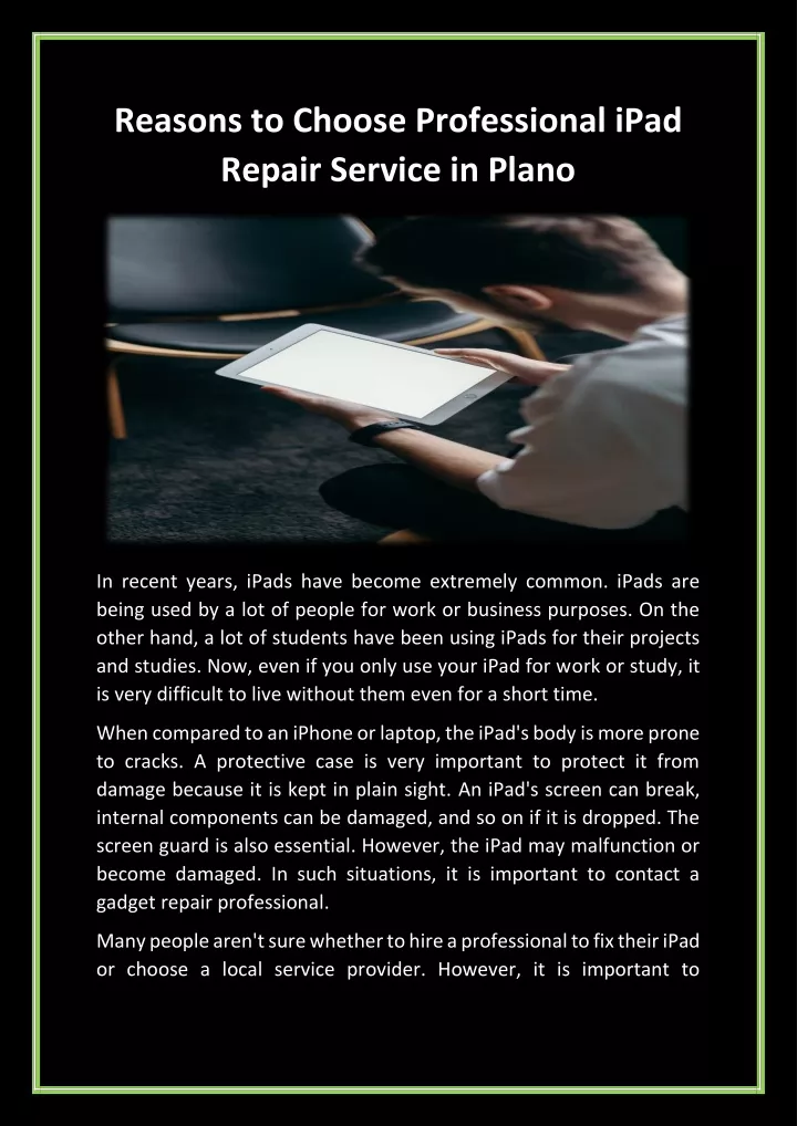 reasons to choose professional ipad repair