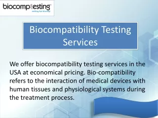 Biocompatibility Testing Services