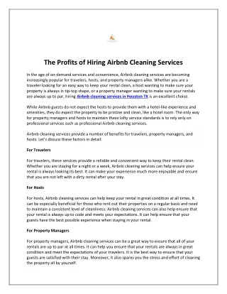 The Profits of Hiring Airbnb Cleaning Services