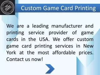 custom game card printing