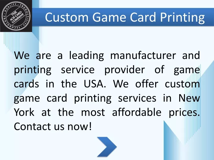 custom game card printing