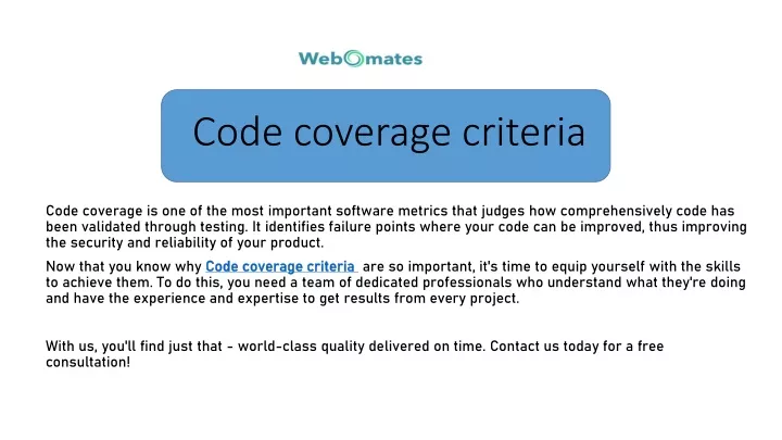 code coverage criteria