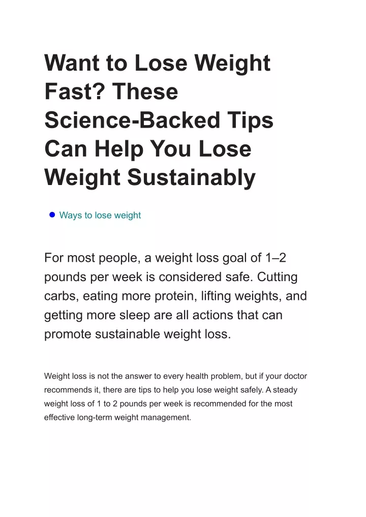 want to lose weight fast these science backed