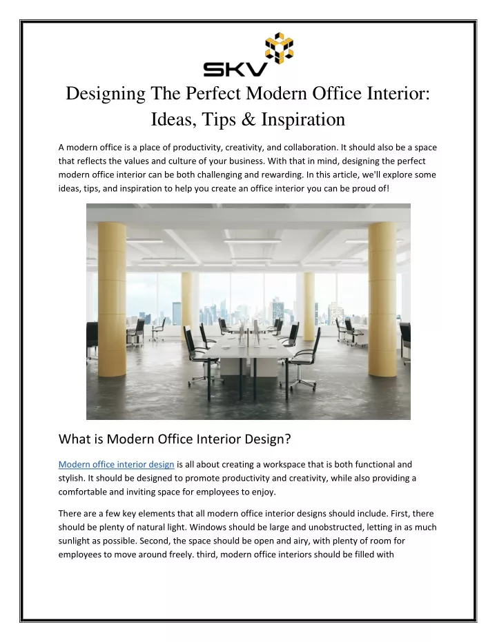 designing the perfect modern office interior