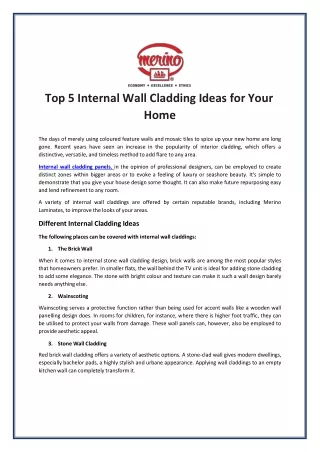 top 5 internal wall cladding ideas for your home