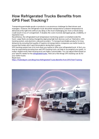 How Refrigerated Trucks Benefits from GPS Fleet Tracking