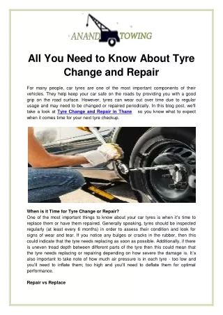 All You Need to Know About Tyre Change and Repair