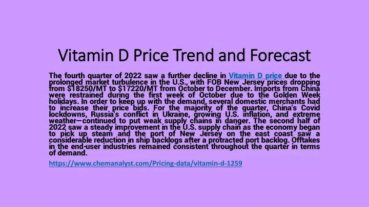 vitamin d price trend and forecast