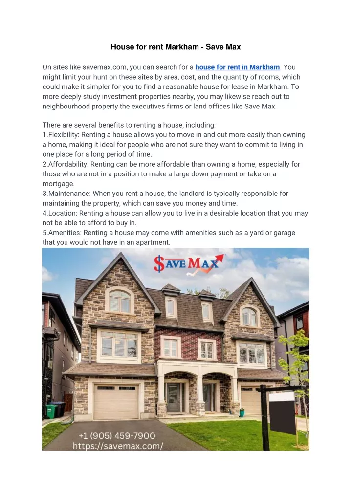 house for rent markham save max