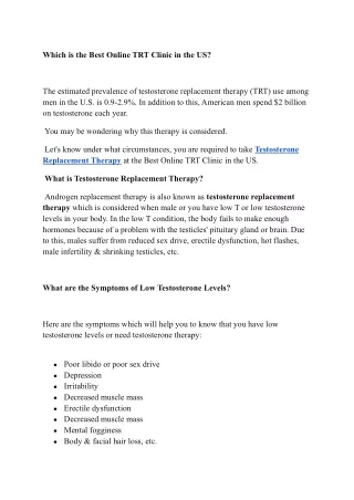 Which is the Best Online TRT Clinic in the US