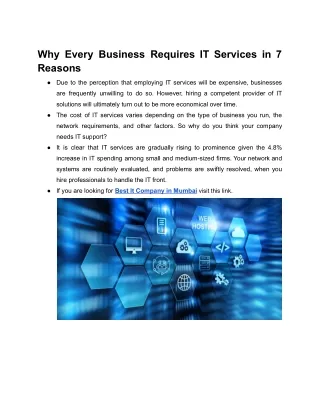 Why Every Business Requires IT Services in 7 Reasons