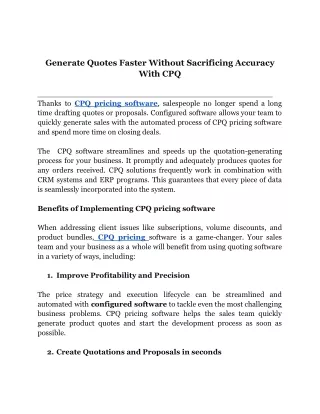 generate quotes faster without sacrificing