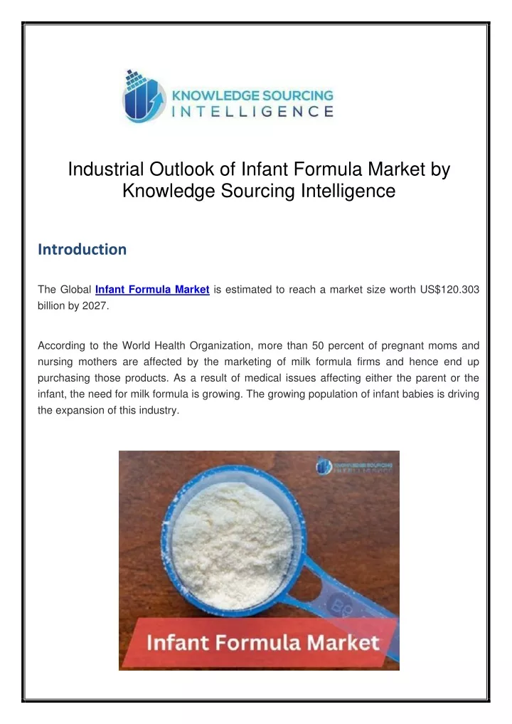 industrial outlook of infant formula market