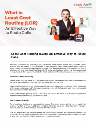 Least Cost Routing (LCR): An Effective Way to Route Calls