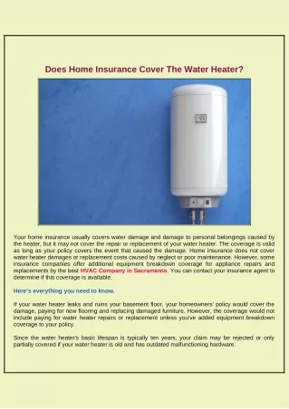 Is the Water Heater Covered by House Insurance?