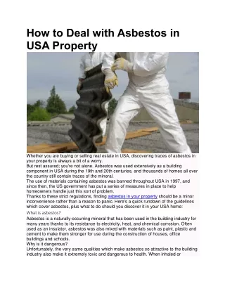 How to Deal with Asbestos in USA Property