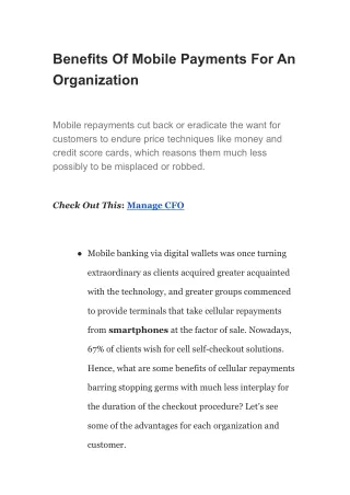 benefits of mobile payments for an organization