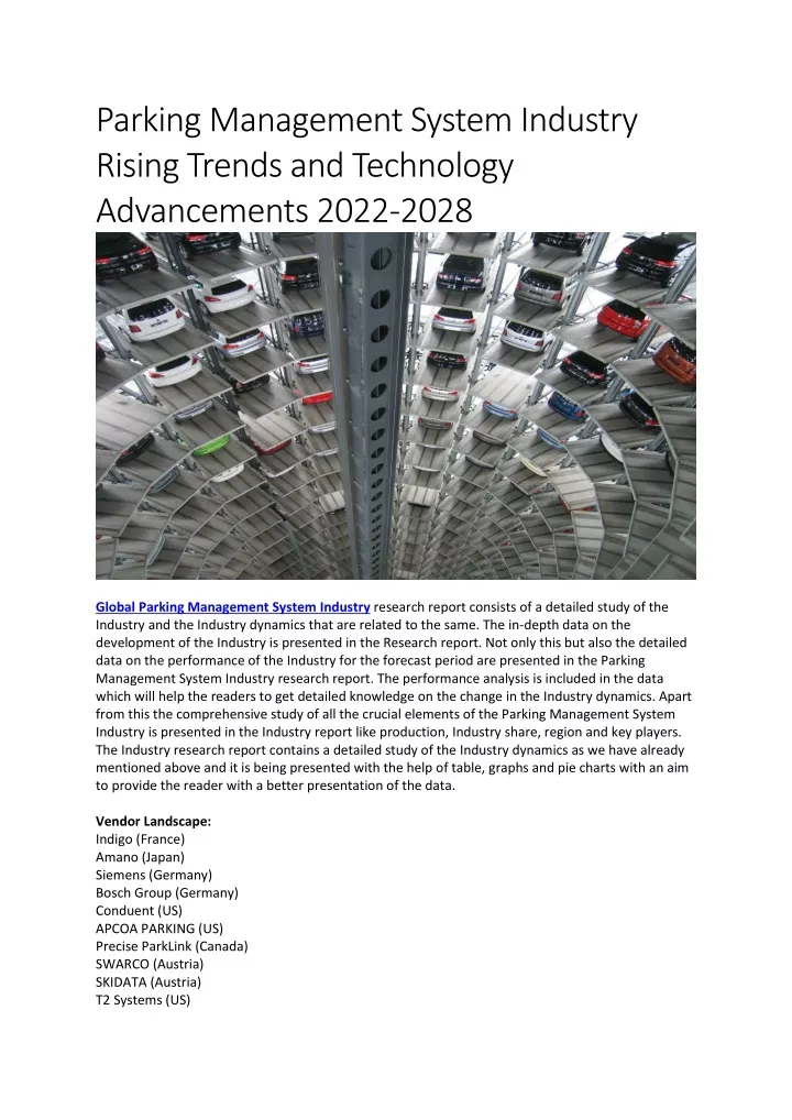parking management system industry rising trends