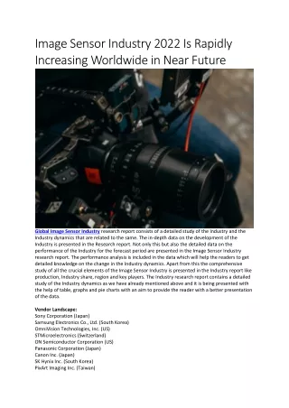image sensor industry 2022 is rapidly increasing