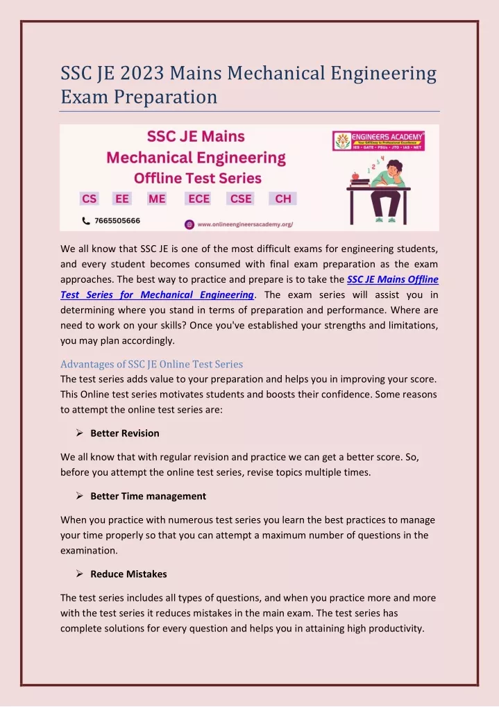 PPT - SSC JE 2023 Mains Mechanical Engineering Exam Preparation ...