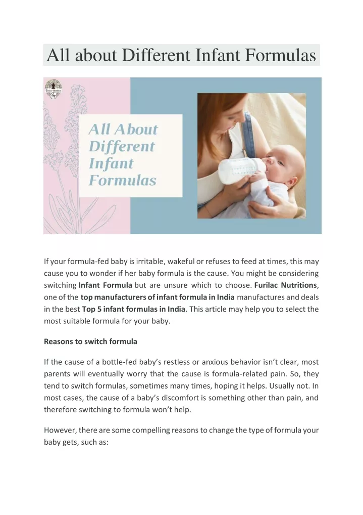 all about different infant formulas