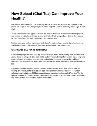 How Spiced (Chai Tea) Can Improve Your Health?
