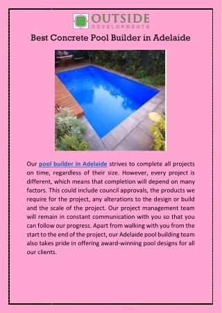 Best Concrete Pool Builder in Adelaide
