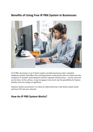Benefits of Using Free IP PBX System In Businesses