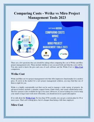 Comparing Costs - Wrike vs Miro Project Management Tools 2023