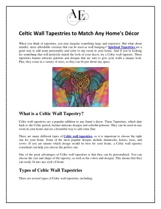 Celtic Wall Tapestries to Match Any Home's Décor