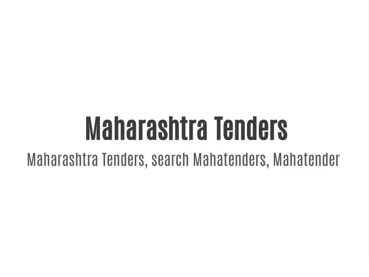 maharashtra tenders maharashtra tenders search