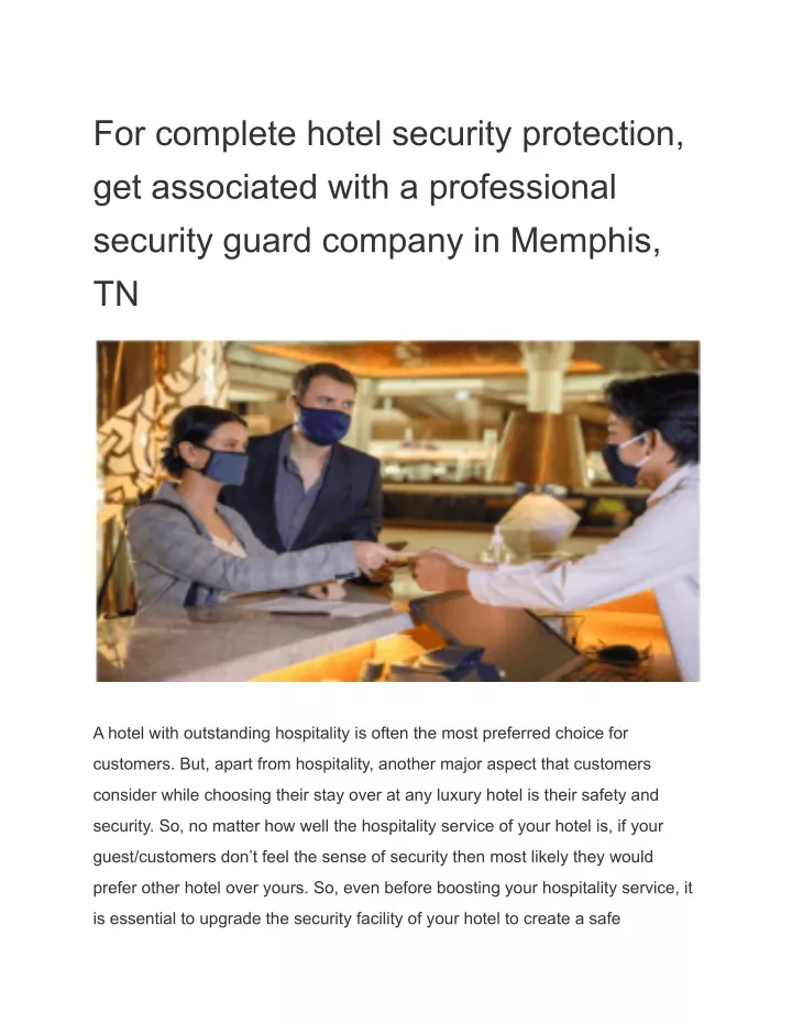 for complete hotel security protection