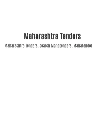 Maharashtra Tenders