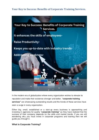 Your Key to Success Benefits of Corporate Training Services - Phoenix Consulting