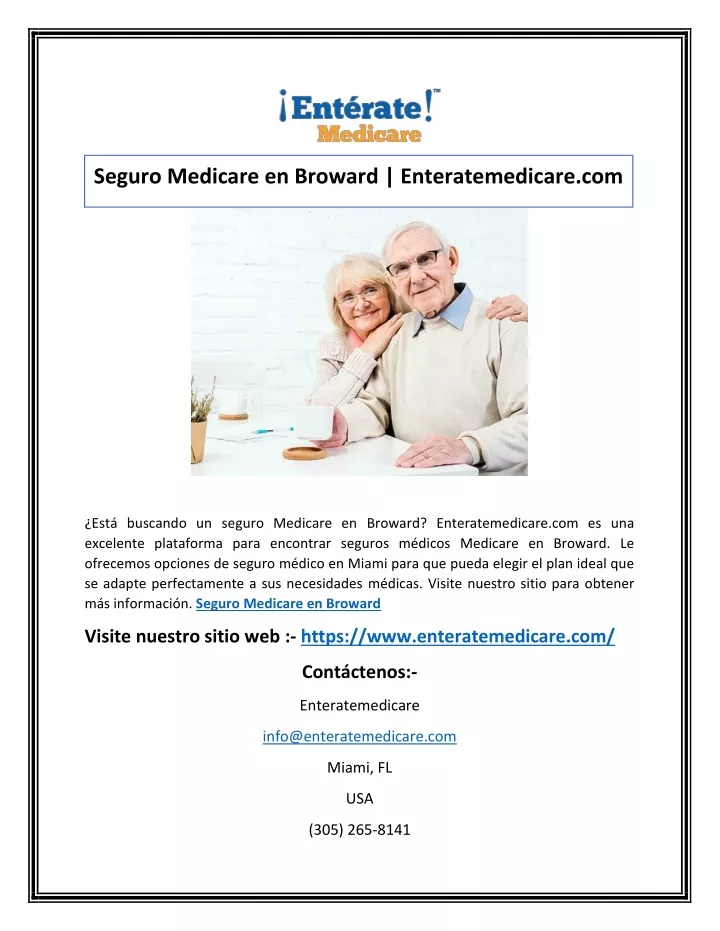 seguro medicare en broward enteratemedicare com