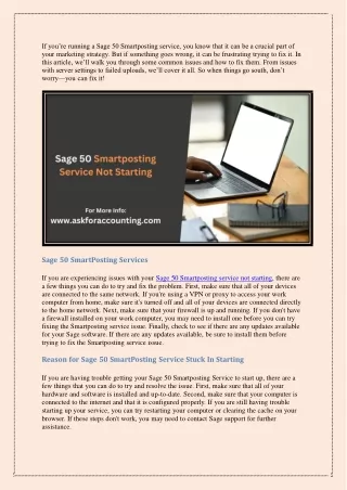 How To Fix The Error Sage 50 Smartposting Service Not Starting?
