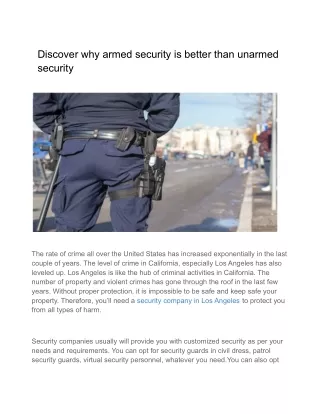 discover why armed security is better than