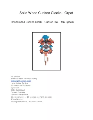 solid wood cuckoo clocks orpat