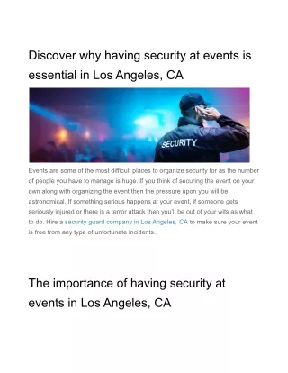 discover why having security at events