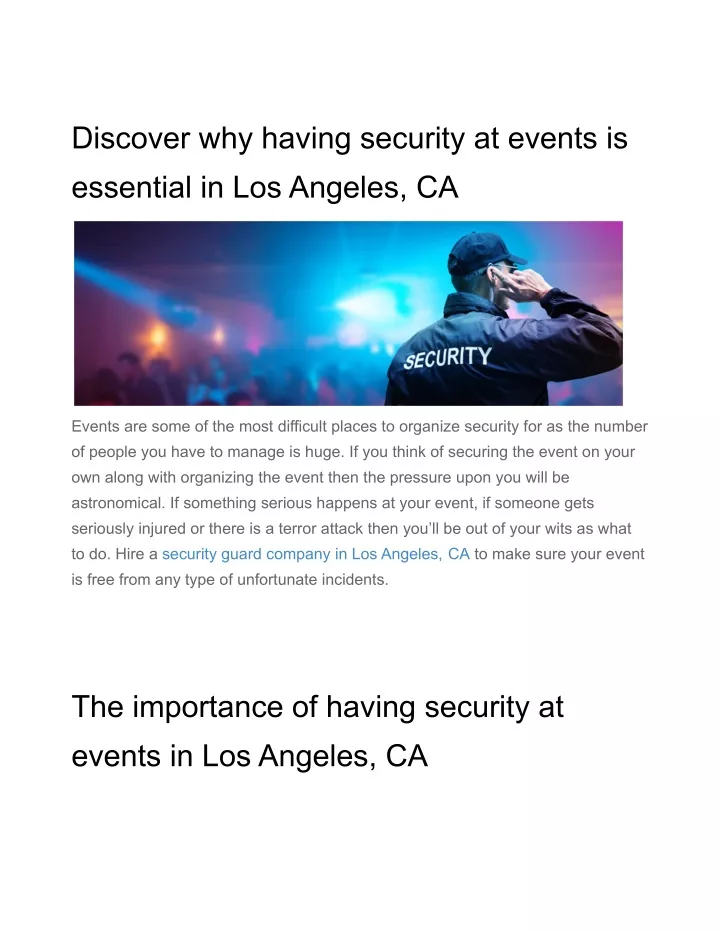 discover why having security at events