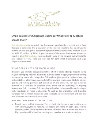 small business vs corporate business what