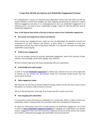 5 steps that will help you improve your stakeholder engagement processes