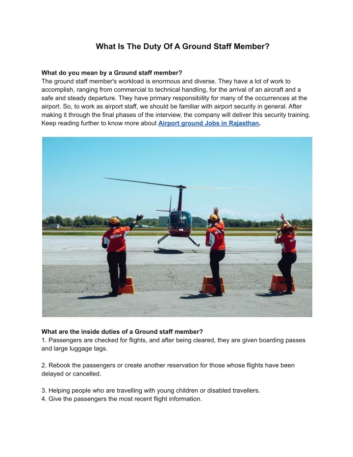 what is the duty of a ground staff member