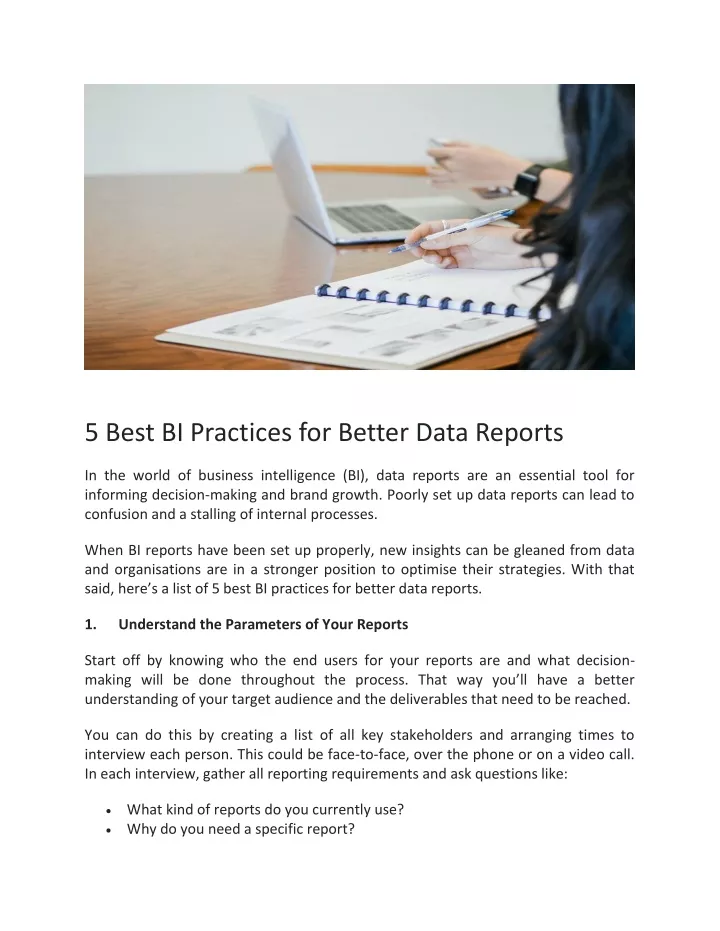 5 best bi practices for better data reports